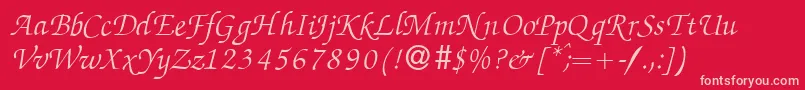ZabriskiescriptItalic-Schriftart – Rosa Schriften auf rotem Hintergrund