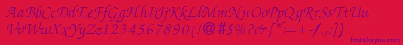 ZabriskiescriptItalic Font – Purple Fonts on Red Background