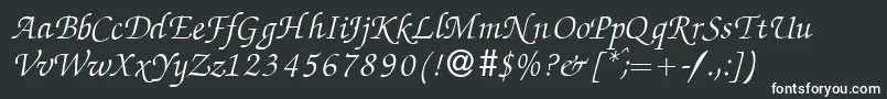 ZabriskiescriptItalic-fontti – valkoiset fontit mustalla taustalla