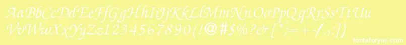 Шрифт ZabriskiescriptItalic – белые шрифты на жёлтом фоне