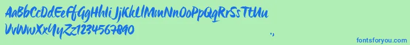 OrigoTrial Font – Blue Fonts on Green Background