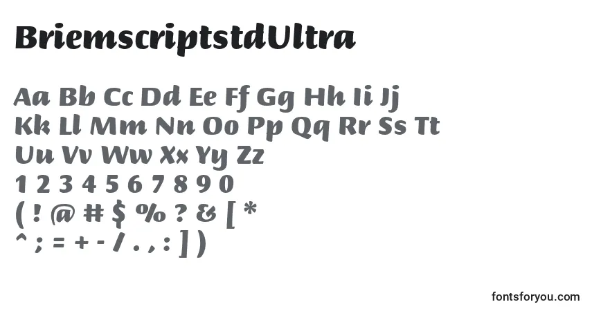A fonte BriemscriptstdUltra – alfabeto, números, caracteres especiais
