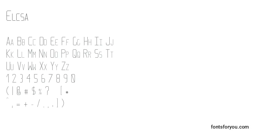 A fonte Elcsa – alfabeto, números, caracteres especiais