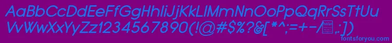 TypoGroteskRoundedItalicDemo-fontti – siniset fontit violetilla taustalla