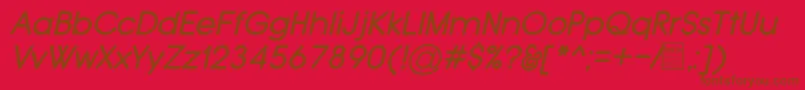 フォントTypoGroteskRoundedItalicDemo – 赤い背景に茶色の文字