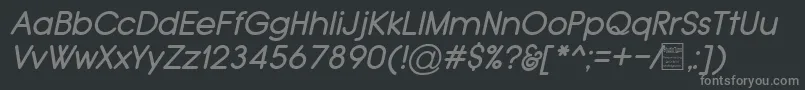 TypoGroteskRoundedItalicDemo-fontti – harmaat kirjasimet mustalla taustalla