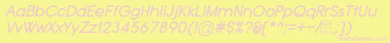 Шрифт TypoGroteskRoundedItalicDemo – розовые шрифты на жёлтом фоне