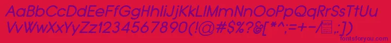 フォントTypoGroteskRoundedItalicDemo – 赤い背景に紫のフォント