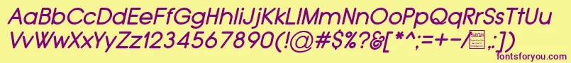 TypoGroteskRoundedItalicDemo Font – Purple Fonts on Yellow Background