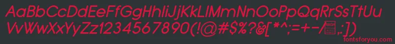 フォントTypoGroteskRoundedItalicDemo – 黒い背景に赤い文字