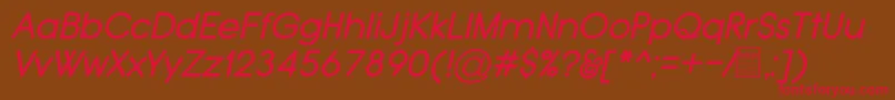TypoGroteskRoundedItalicDemo-fontti – punaiset fontit ruskealla taustalla