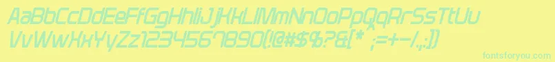 PlavskyCondensedItalic-Schriftart – Grüne Schriften auf gelbem Hintergrund