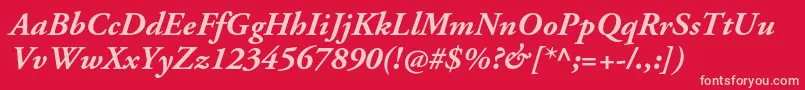 AgaramondproBolditalic Font – Pink Fonts on Red Background