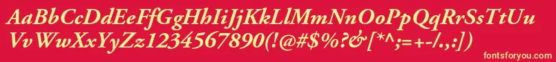 AgaramondproBolditalic Font – Yellow Fonts on Red Background