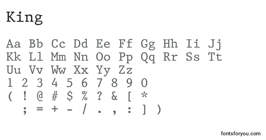 Czcionka King – alfabet, cyfry, specjalne znaki