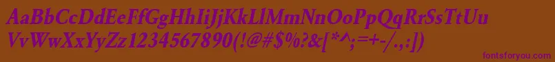 UrwgaramondtextnarBoldOblique Font – Purple Fonts on Brown Background
