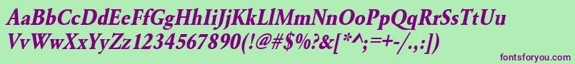 UrwgaramondtextnarBoldOblique Font – Purple Fonts on Green Background