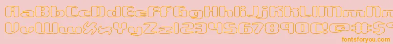 UnexploredGalaxiesWoBrk-Schriftart – Orangefarbene Schriften auf rosa Hintergrund