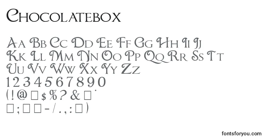 A fonte Chocolatebox – alfabeto, números, caracteres especiais