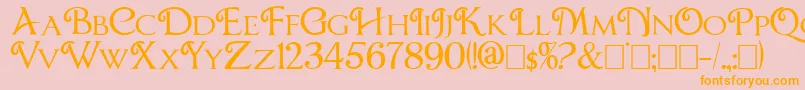 Chocolatebox-Schriftart – Orangefarbene Schriften auf rosa Hintergrund