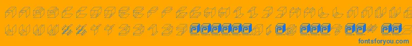 PapercubeCube Font – Blue Fonts on Orange Background