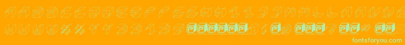 PapercubeCube-Schriftart – Grüne Schriften auf orangefarbenem Hintergrund