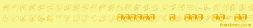 PapercubeCube Font – Orange Fonts on Yellow Background