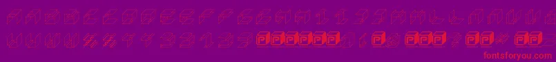 PapercubeCube-Schriftart – Rote Schriften auf violettem Hintergrund