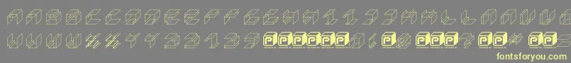 PapercubeCube Font – Yellow Fonts on Gray Background