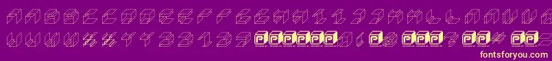 PapercubeCube Font – Yellow Fonts on Purple Background