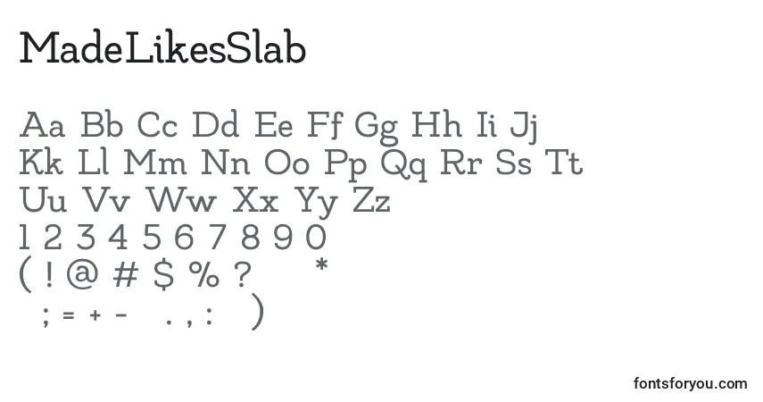Шрифт MadeLikesSlab – алфавит, цифры, специальные символы