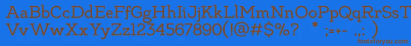 フォントMadeLikesSlab – 茶色の文字が青い背景にあります。