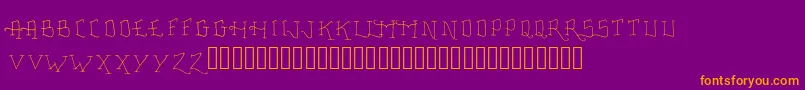 フォントFancyTattooScript – 紫色の背景にオレンジのフォント