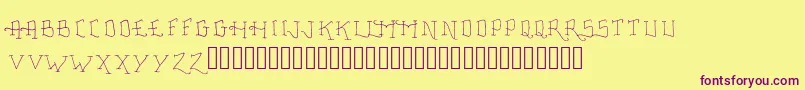 FancyTattooScript-Schriftart – Violette Schriften auf gelbem Hintergrund