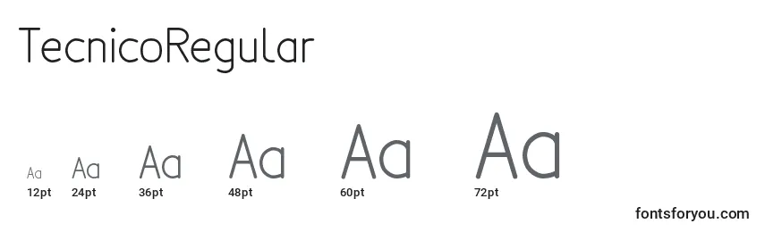 TecnicoRegular Font Sizes