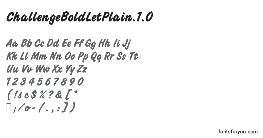 Czcionka ChallengeBoldLetPlain.1.0 – alfabet, cyfry, specjalne znaki