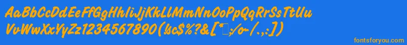 ChallengeBoldLetPlain.1.0 Font – Orange Fonts on Blue Background