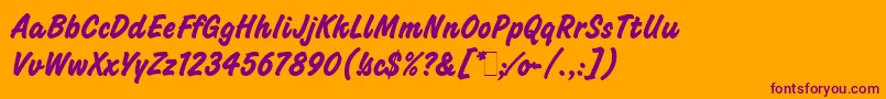 ChallengeBoldLetPlain.1.0 Font – Purple Fonts on Orange Background
