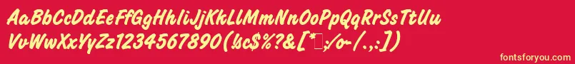 ChallengeBoldLetPlain.1.0 Font – Yellow Fonts on Red Background