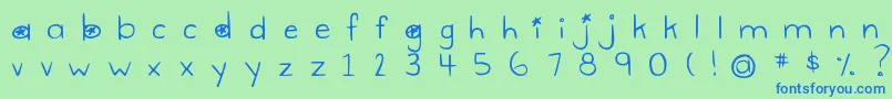 DjbGimmeSpace-fontti – siniset fontit vihreällä taustalla