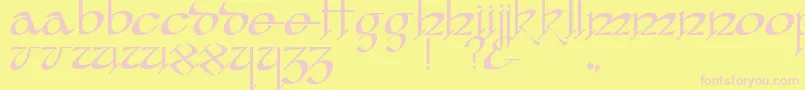 YafitRegular-fontti – vaaleanpunaiset fontit keltaisella taustalla