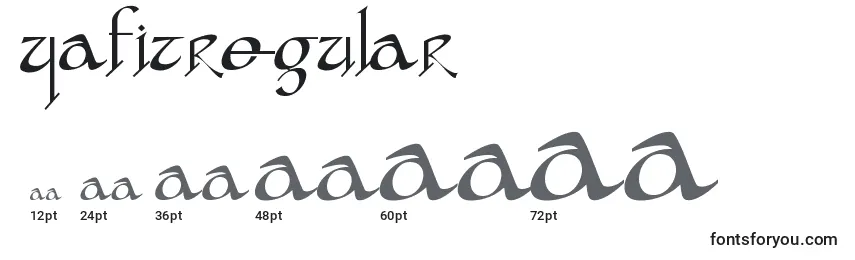 Размеры шрифта YafitRegular
