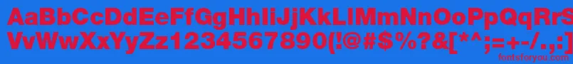 HelveticaLt95Black Font – Red Fonts on Blue Background