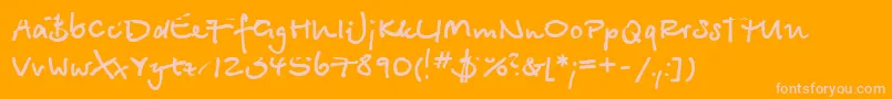 Betinascript ffy-Schriftart – Rosa Schriften auf orangefarbenem Hintergrund