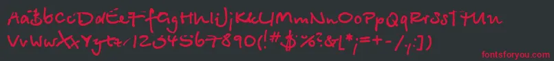 フォントBetinascript ffy – 黒い背景に赤い文字