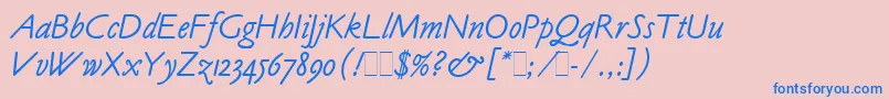 ClaudeSansItalicLetPlain.1.0-Schriftart – Blaue Schriften auf rosa Hintergrund