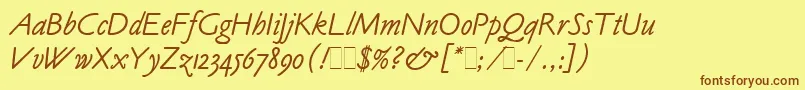 Más sobre la fuente ClaudeSansItalicLetPlain.1.0 fuente ClaudeSansItalicLetPlain.1.0 – Fuentes Marrones Sobre Fondo Amarillo