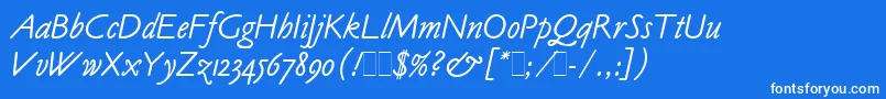 ClaudeSansItalicLetPlain.1.0 Font – White Fonts on Blue Background