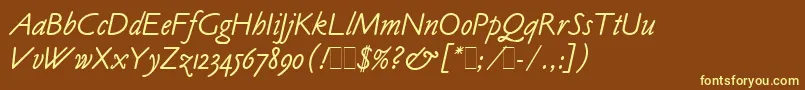 Шрифт ClaudeSansItalicLetPlain.1.0 – жёлтые шрифты на коричневом фоне