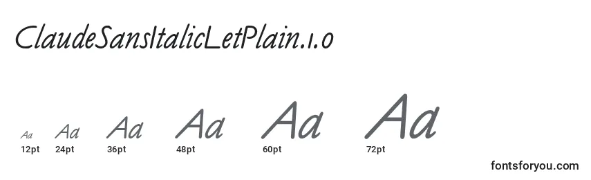 Размеры шрифта ClaudeSansItalicLetPlain.1.0